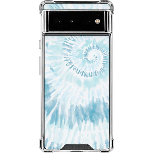 Blue and White Tie Dye Google Pixel 6 Clear Case